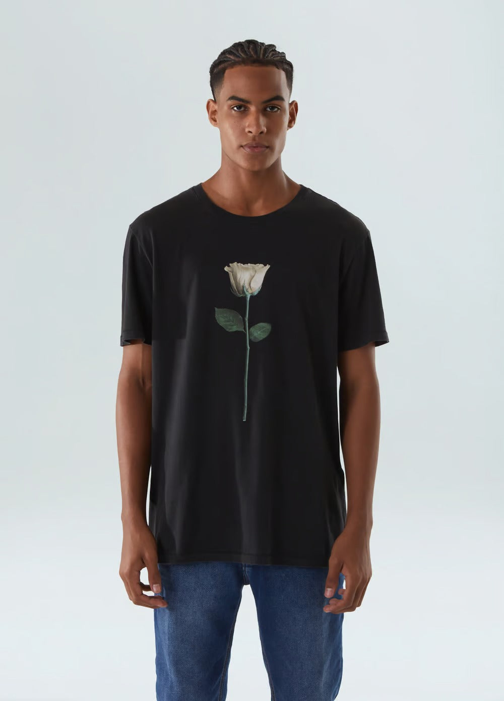 Camiseta Soft Used White Rose